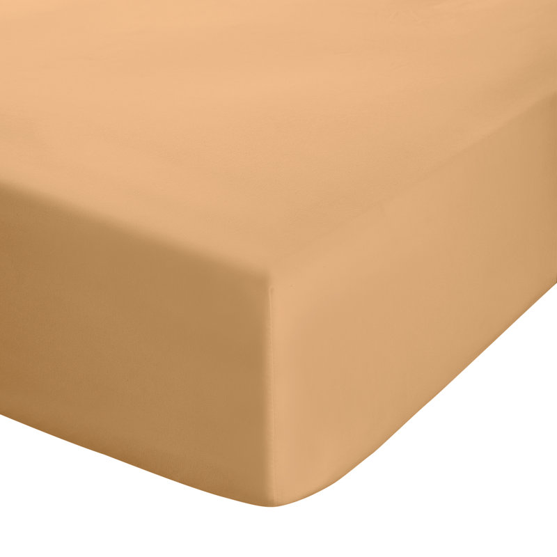 Easy Iron Percale Extra Deep Fitted Sheet, Ochre, Kingsize (5')