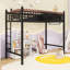 Lit mezzanine en métal avec tablettes de rangement et bibliothèque-59982722