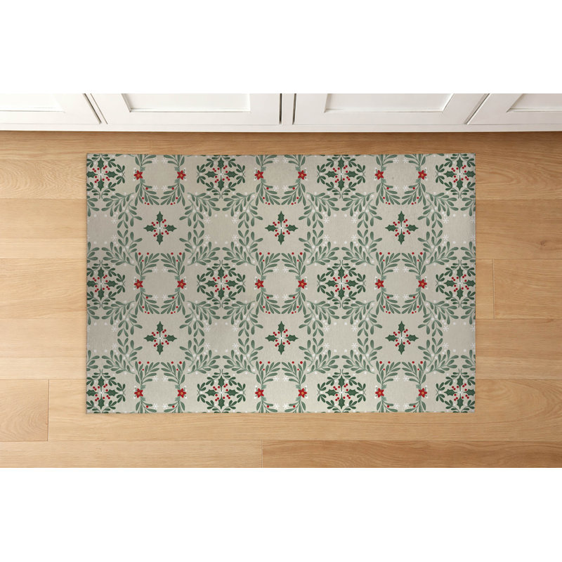 Tapis de cuisine Winter Mistletoe, Rectangulaire 3 pi x 5 pi, Bouleau