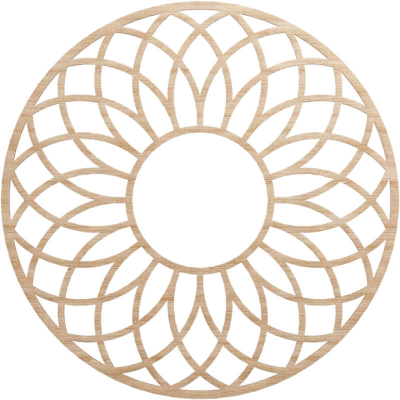 Médaillon de plafond en bois ajouré Cannes, Aulne, H 40 po x l 40 po x P 0,25 po