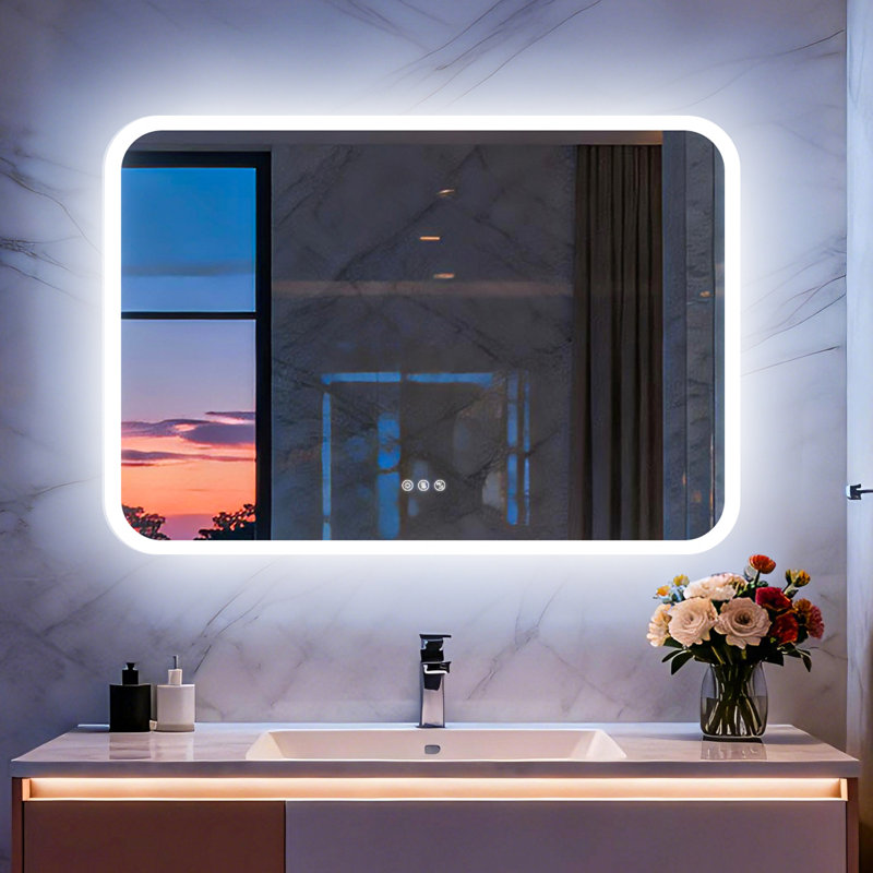 Led Anti-Fog Bathroom Vanity Mirror With Lights,Bluetooth, Dual Poweful Speaker,3 Color Temperature,Dimmable Ip66, 28" x 40"