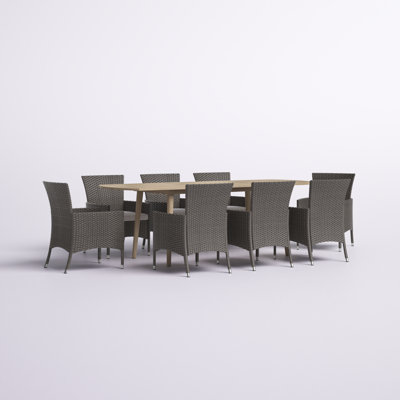 Anxhela Outdoor Expandable 9 Piece Dining Set with Cushions by Lark Manor