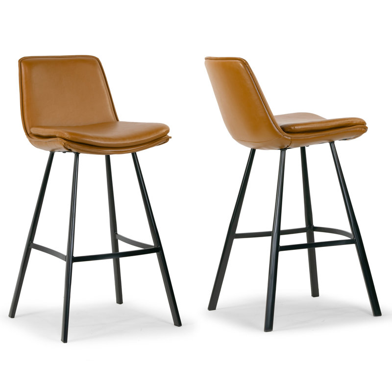 Upholstered Counter Stool with Metal Frame, Cappuccino 