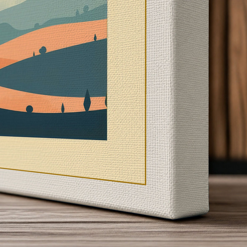 Balloon Over Mountains Retro - Wrapped Canvas, 18x12 - 45.7 x 30.5 cm, Cream Border