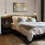 Queen Bed With Attractive Live-edge Headboard And Built-in Nightstand Units Platform Curved Nightstands
