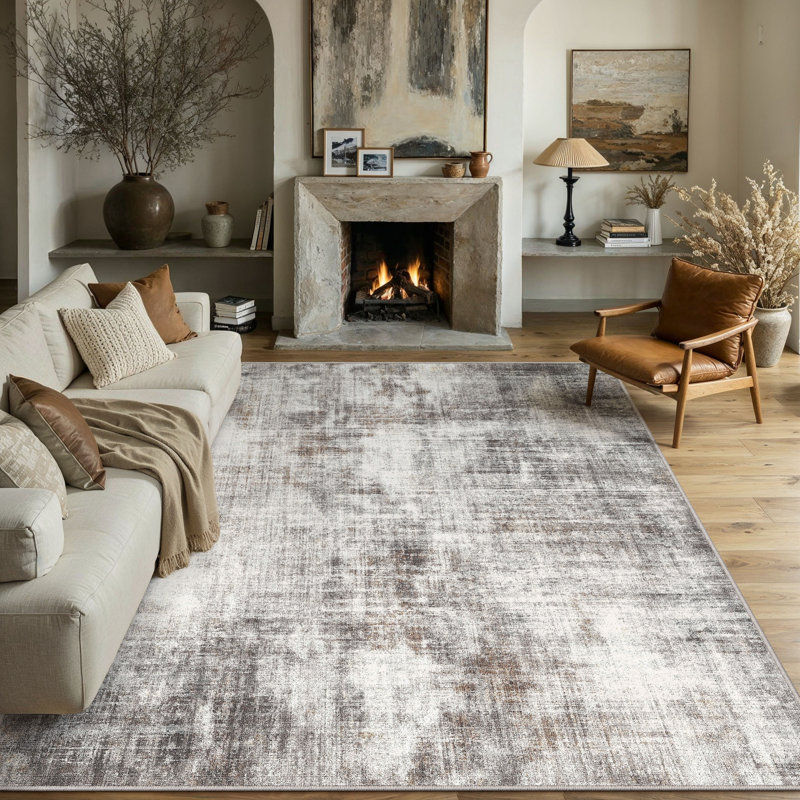 Asher Modern Abstract Machine Washable Area Rug With Non-Slip Backing, Rectangle 8' x 10'