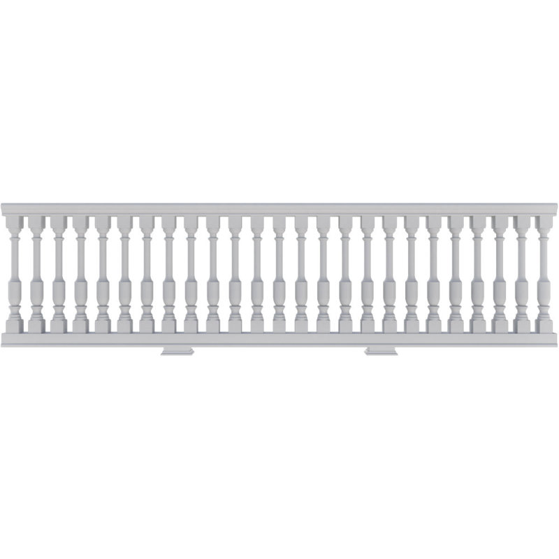 Ensemble de garde-corps à balustrade non assemblé Endurathane 500 Series Lincoln, hauteur totale de 32 po x L 2 pi. L'ensemble comprend (5) lustre de 2 1/2 po x H 24 po, (1) traverse supérieure de L 24 po, (1) traverse de 24 po L Rail inférieur, (2) trousses d'installation de rail