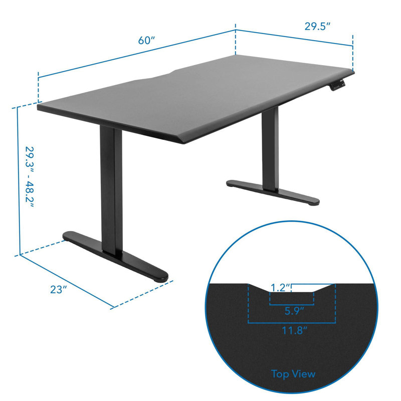 Dual Motor Electric Standing Desk With  Tabletop -, 48.20" H x 60" W x 29.50" D, Black/Black