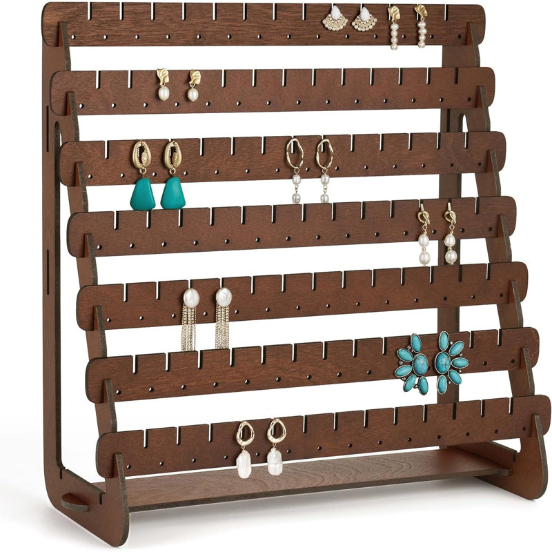 Présentoir à boucles d'oreilles, support à boucles d'oreille en bois