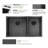 33" L x 19" W Undermount Double Bowl Stainless Steel Kitchen Sink 6/4 Partition-126632515