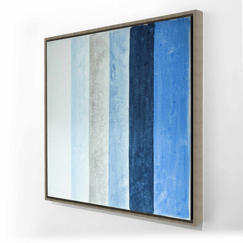 Rayures bleues - Toile encadrée de formes contemporaines | Décoration