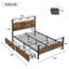 Metal Bed With 2 Drawers Industrial Style-1255323340