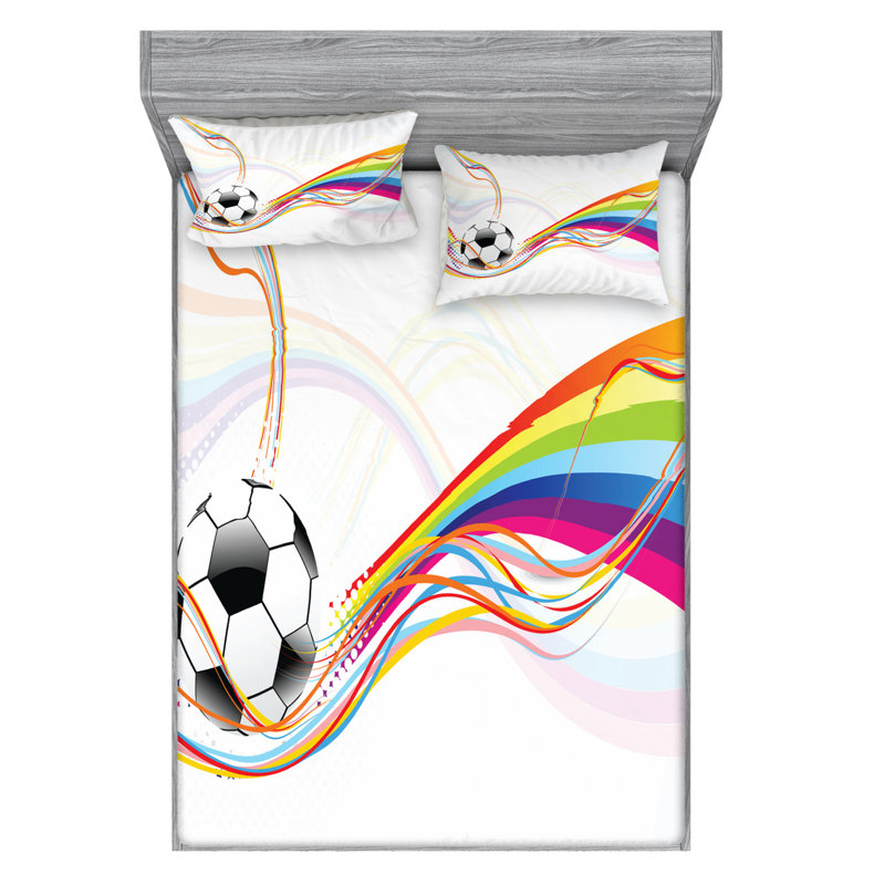 Soccer Microfiber Sheet Set, Queen Sheet Set + Fitted Sheet + 2 Pillowcases