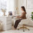 Swivel Boucle Task Chair With Armrest And Gold Steel Frame