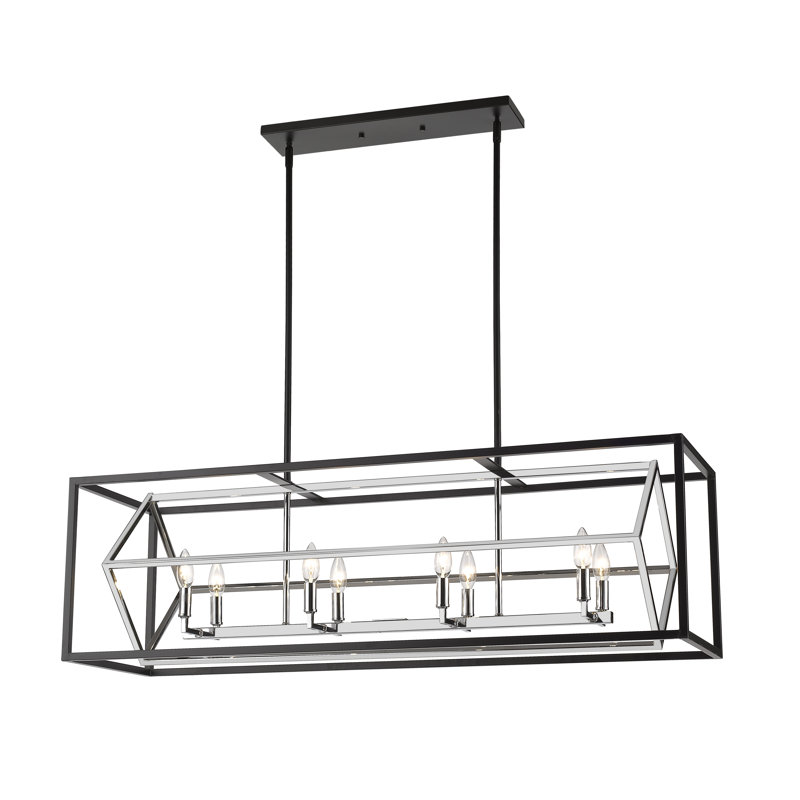Goulart 8 - Light Kitchen Island Pendant, Chrome/Matte Black