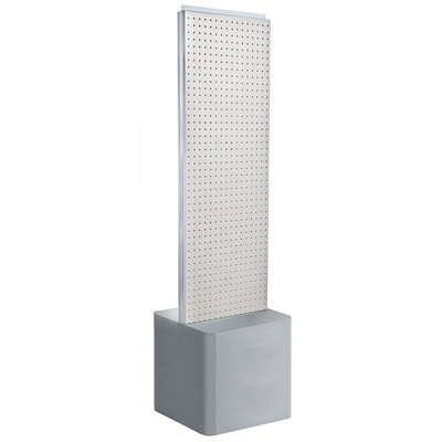 Two-Sided Pegboard Floor Display on Adjustable Studio Base. Panel Size: 16"W x 60"H