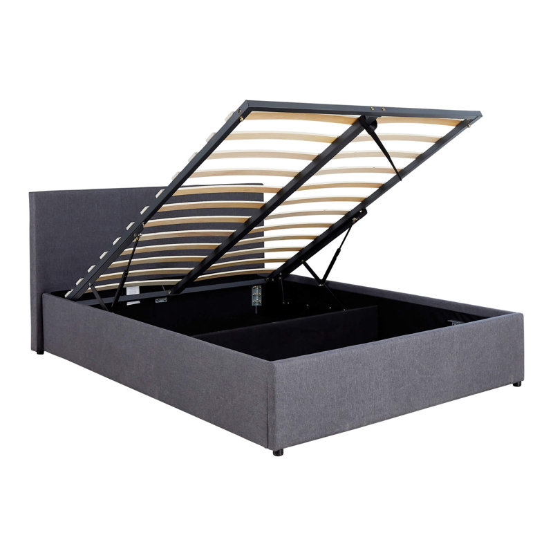 Ottone Grey Upholstered End-Lift Ottoman Storage Bed, 150 x 200 cm