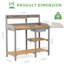 Wooden Outdoor Potting Bench with Sink, Garden Workstation Table with Open Shelves for Patio, Backyard & Garden