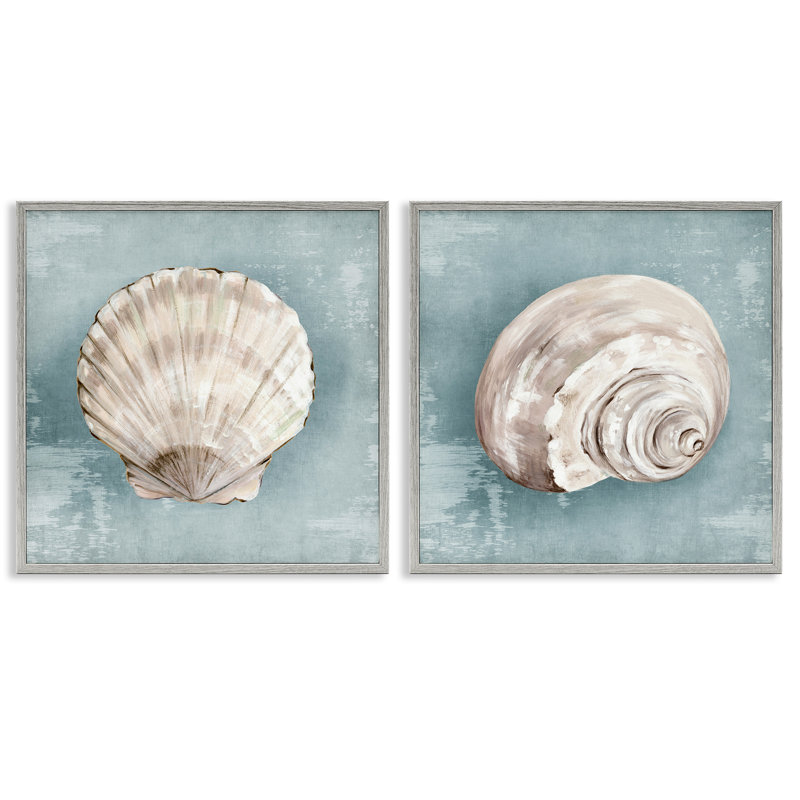 Ensemble de giclée encadrée 2 pièces Seashell Whispers of Shore, design par Eli Jones, Estampe numérique Farmhouse