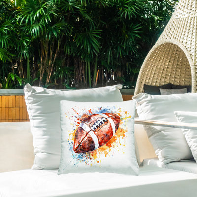 Coussin d'extérieur imprimé football Football Splash par LSR Design Studio