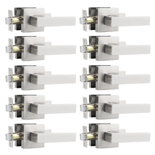 Privacy Door Lever with Square Rosette for Bed and Bath Keyless (Set of 10)