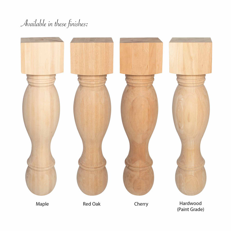 34.5" Cherry Solid Wood Traditional Island Legs, Set of 4
