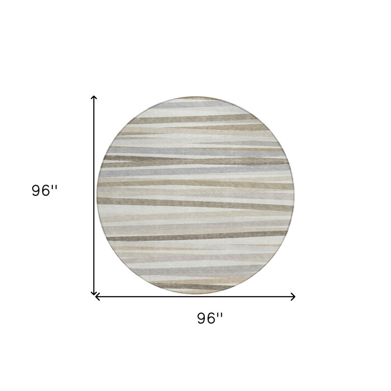 Tapis intérieur lavable rayé ivoire 8 pi