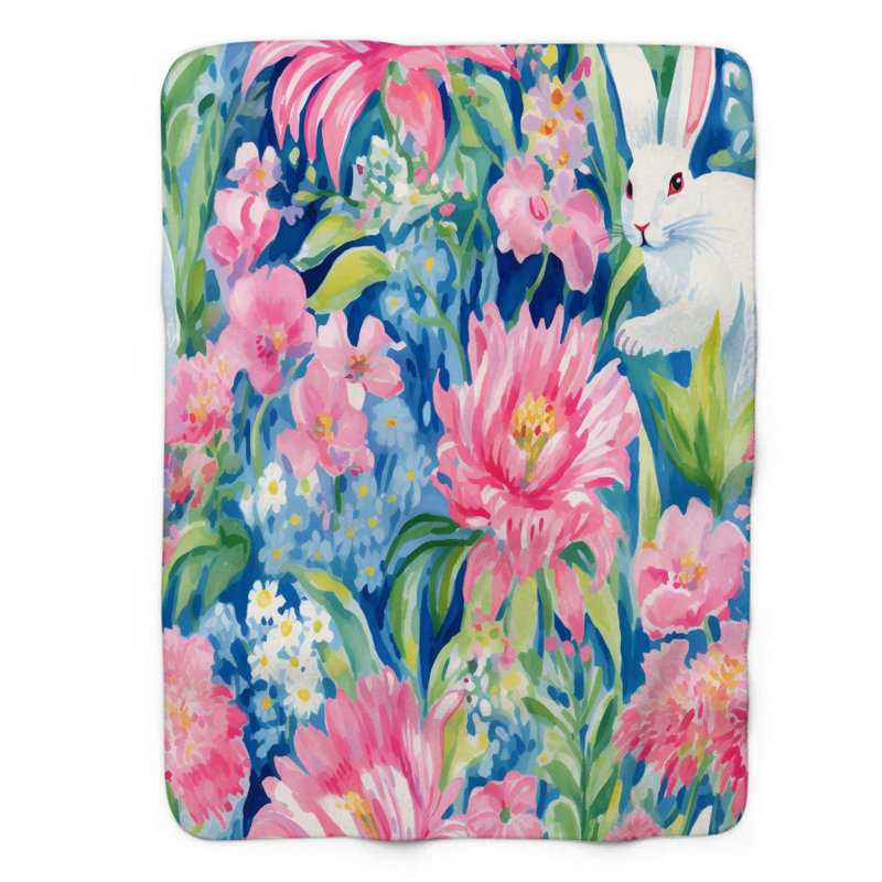 Rabbit and Bloom Designs - Couverture en sherpa de qualité supérieure 1 pièce, L 80 po x l 60 po