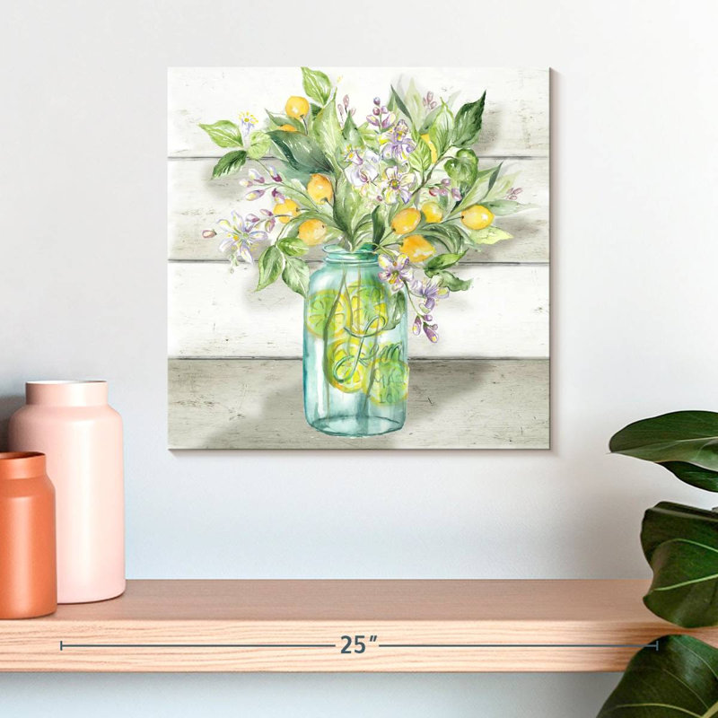 Yarlin, aquarelle, citrons, pot Mason, Shiplap, H 16 po x l 16 po