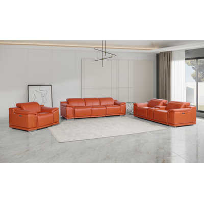Vladimir 7-Piece Modular Power Reclining Sofa, Loveseat, And Chair Set – 6 Recliners, Top Grain Italian Leather