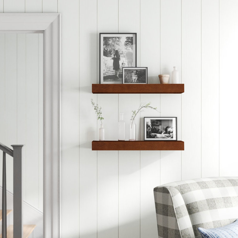 Jeremiah Wood Picture Ledge Floating Shelf, Cherry, 2.3" H x 24" W x 8" D