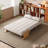 3-In-1 Extendable Sofabed, Upholstered Convertible Wood Chair Bed, Foldable And Adjustable Sleeper Sofa for Living Room, Spare Room-119179218-131311525