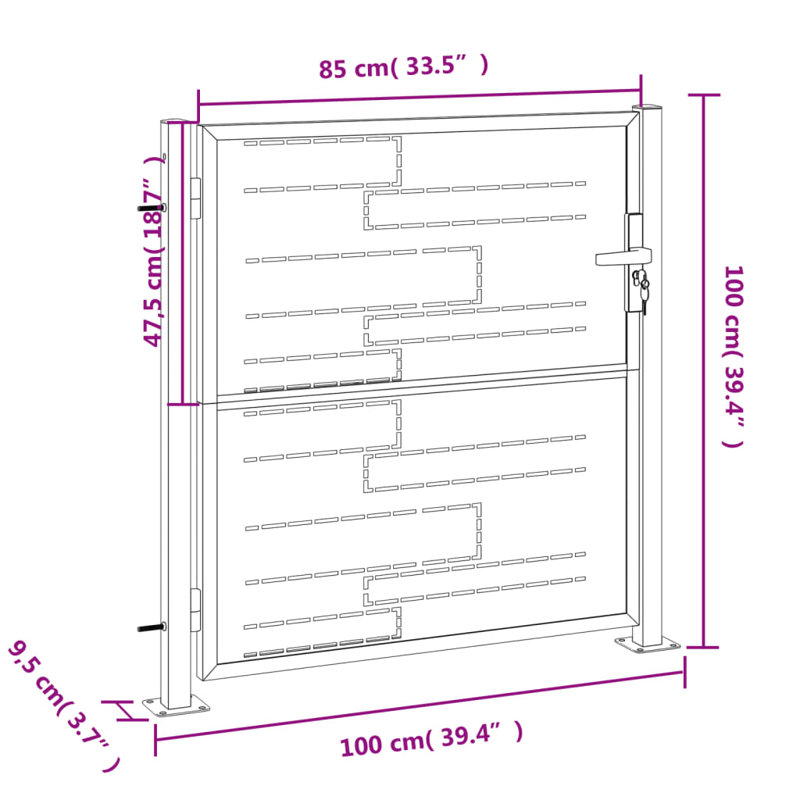 Barrière argentée en acier inoxydable, H 3,28 pi x l 3,28 pi