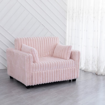 3 In 1 Convertible Sleeper Sofa Bed, Modern Plush Loveseat Futon Couch W/Pullout Bed, Small Love Seat Lounge Sofa W/Reclining Backrest, Toss Pillows, Furniture For Living Room