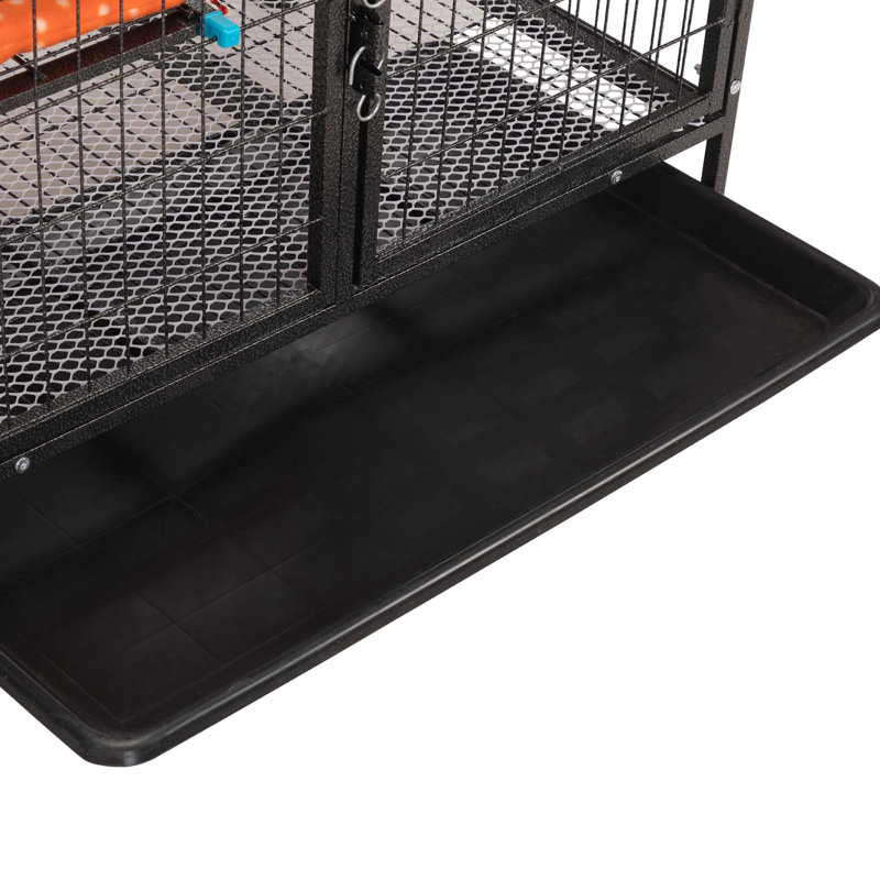 Versatile Lockable Pet Cage with Removable Tray and Stable Wheels for Pets' Comfort