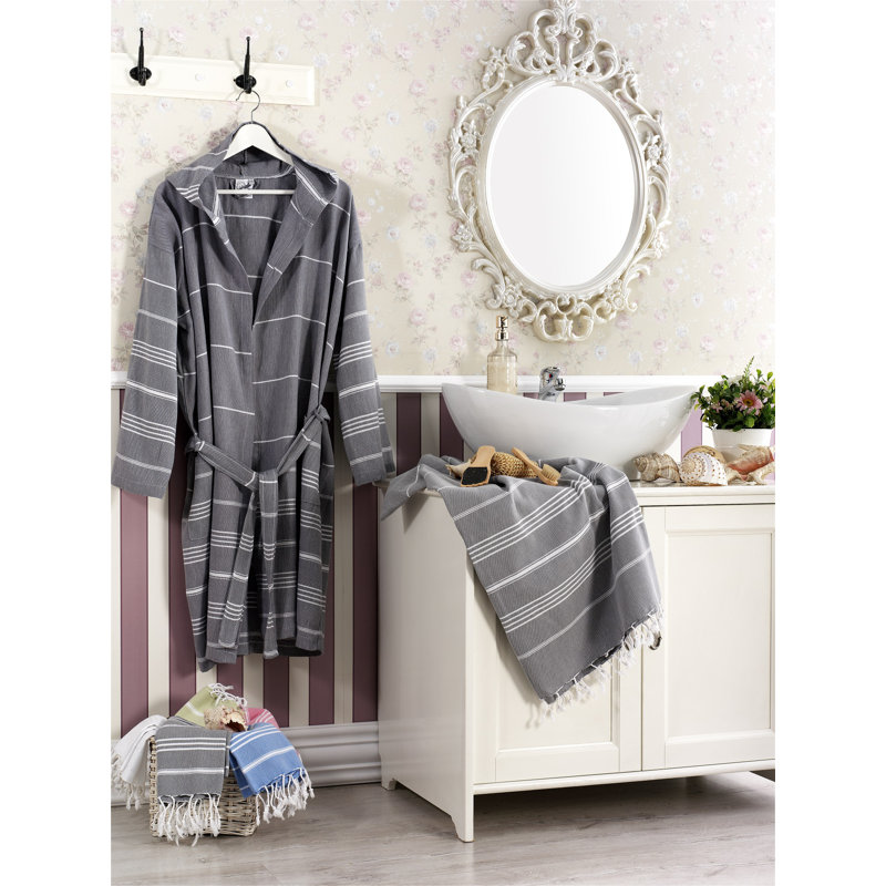 Genova Gender Neutral Mid-Calf Bathrobe with Pockets and Hood, 50cm L x 44cm B