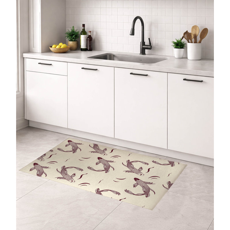 Tapis de cuisine Koi Fish, Rectangle 5' x 7', Wine Animal Print