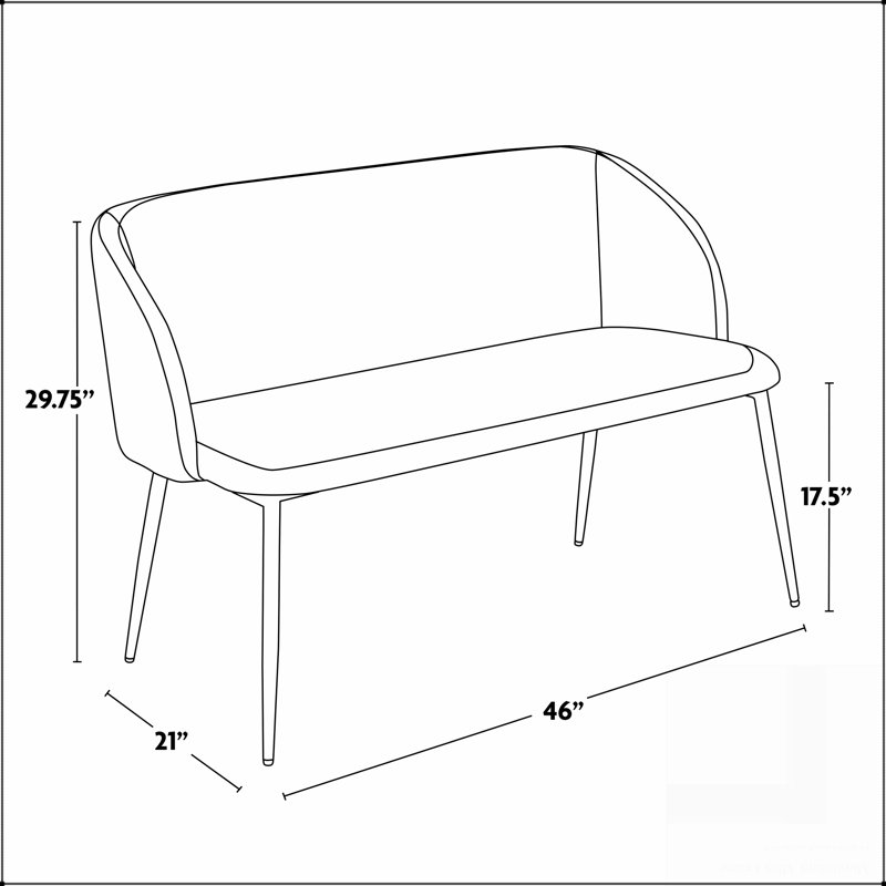 Banc en métal chromé et velours crème