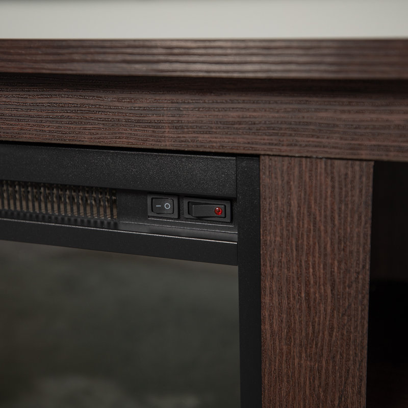 Kneeland 58" Open Storage Media Console with Electric Fireplace, Espresso