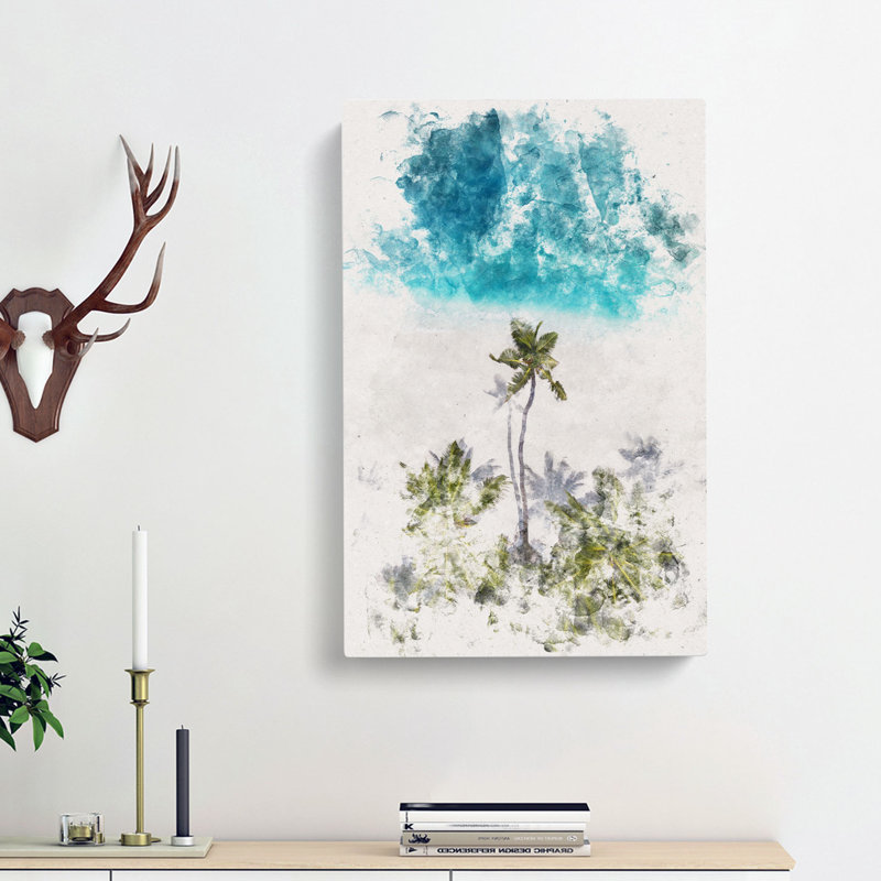 Palm Tree Beach in the Maldives - Wrapped Canvas, 60cm H x 40cm W x 3cm D