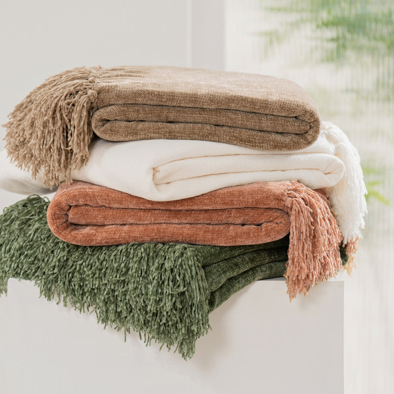 Jeté en chenille douce, Argile, L 60 po x l 50 po