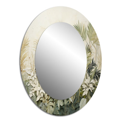 Vintage Jungle Landscape I - Children's Oval Wall Mirror