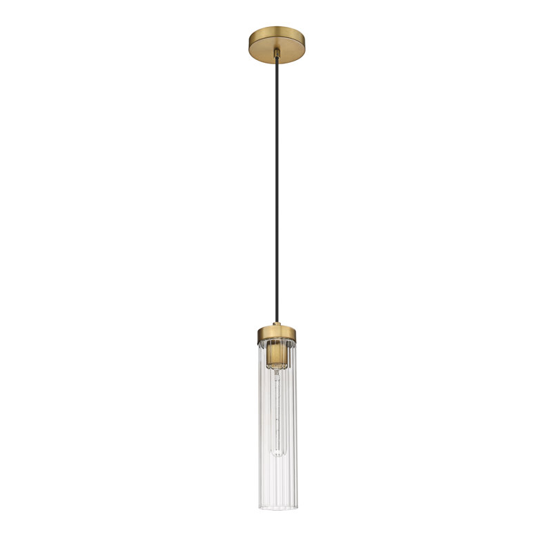 Luminaire suspendu cylindrique à 1 lumière Jense, Laiton frotté