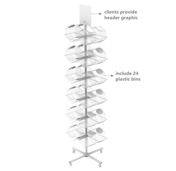 4 Bucket Counter Display, Bucket Racks