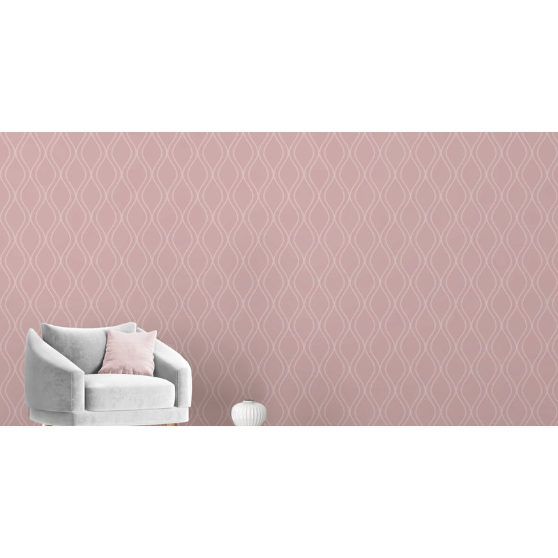 Panneau de papier peint adhésif Vaneesha Ogee, l 24 po x L 48 po, Rose