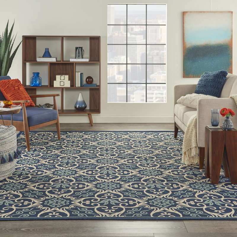 Tapis bleu marine traditionnel Janyce, Rectangle 7 pi 10 po x 10 pi 6 po