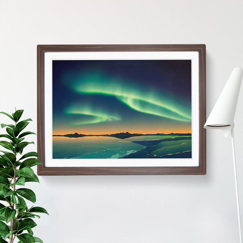 Unbelievable Northern Lights - Framed Print, 34cm H x 46cm W x 2cm D, Walnut