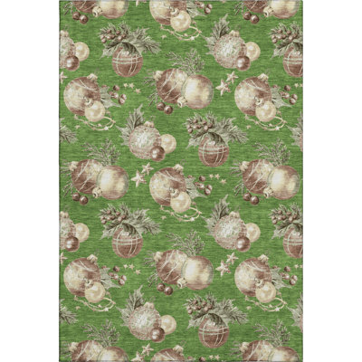 Premium Machine Washable Ingrassellino AMF1828 Christmas Balls Rug