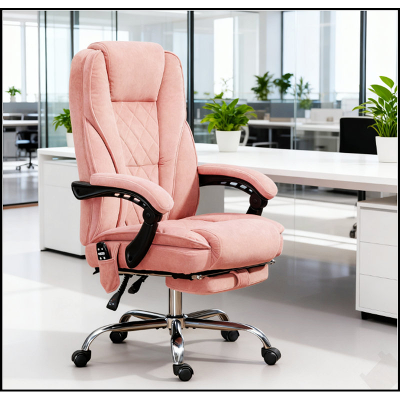 Chaise de bureau de massage chauffante inclinable avec hauteur réglable et repose-pieds, parfaite pour le confort et la productivité