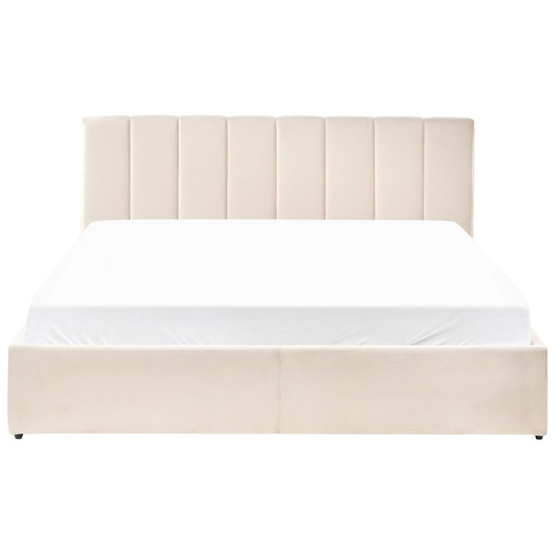 Upholstered Ottoman Storage Bed, Light Beige, Super King (6')